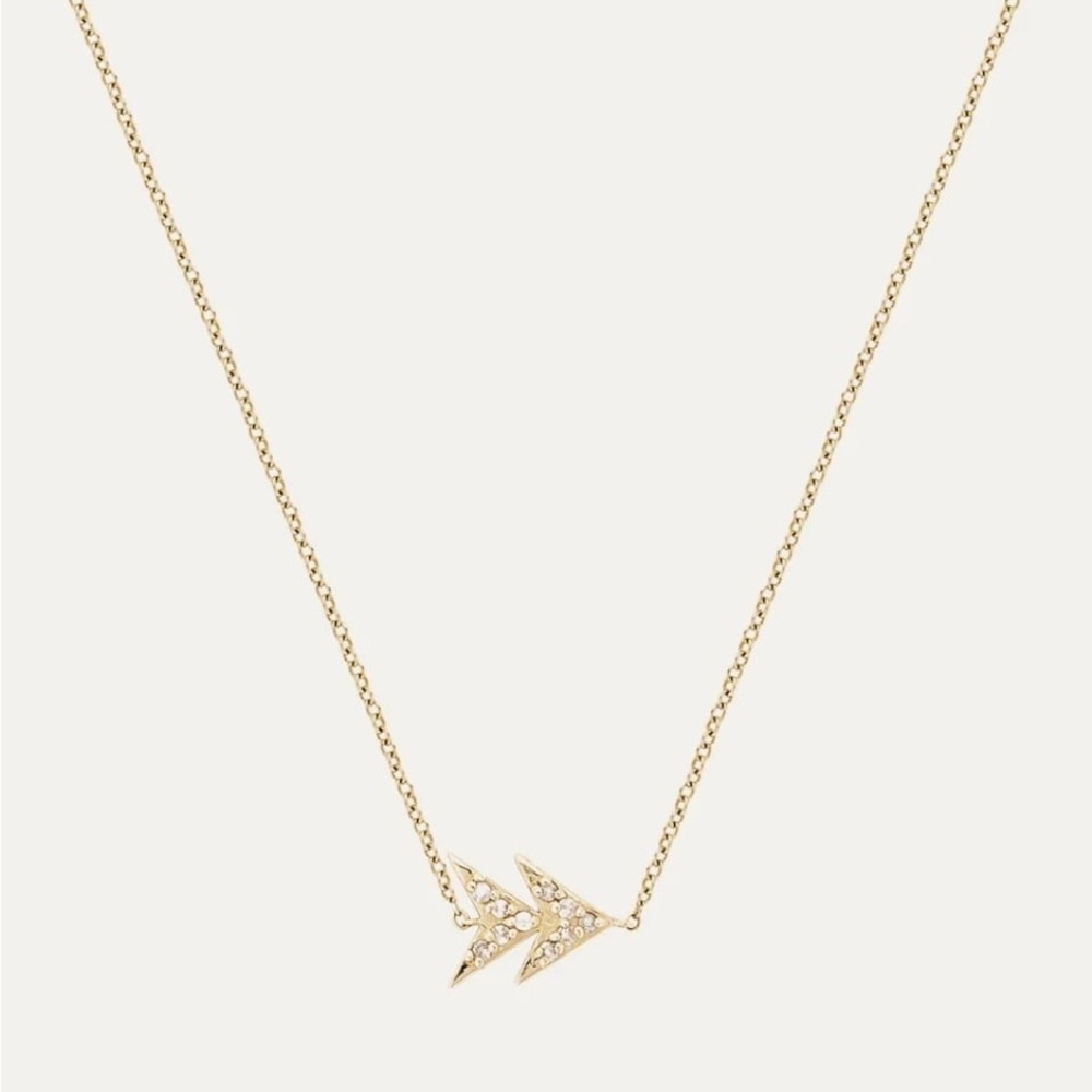 Covet by Stella & Dot 14k gold double arrow diamond necklace